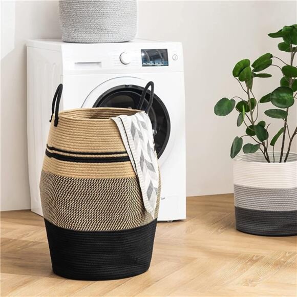 Jute Rope Laundry Hamper by YOUDENOVA, 105L - Woven Collapsible Laundry Basket - Picture 6 of 7